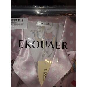 EKOUAER Silk Satan PJ Set . Short Sleeve And Shorts. Animal Print NWT  In...